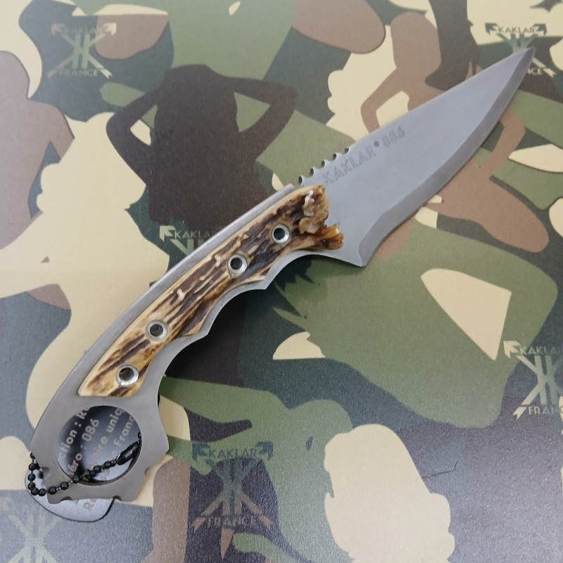 Manche en bois de cerf 086-Couteau  de chasse KAKLAR