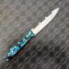 Manche feuilles d'argent bleues- Couteau Prestige lisse KAKLAR