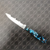 Manche feuilles d'argent bleues- Couteau Prestige lisse KAKLAR