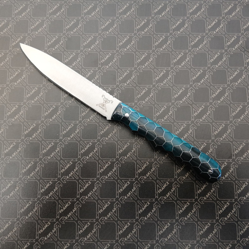 [VENDU] Manche en nid d'abeille bleu - Couteau Prestige lisse KAKLAR