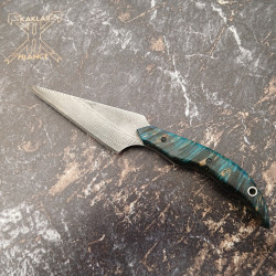 [vendu] Acier VG10 et Manche en loupe d'érable stabilisé bleu-039- Couteau fer de lance KAKLAR