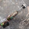 Manche en loupe de cade et nid d'abeille vert-036- Couteau fer de lance KAKLAR -