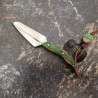 Manche en loupe de cade et nid d'abeille vert-036- Couteau fer de lance KAKLAR -