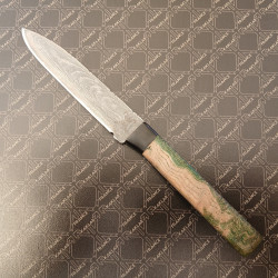 [Vendu] Acier VG10 Manche en corne et Loupe d'érable Stabilisé vert-Couteau de luxe lisse KAKLAR