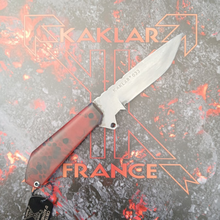 Manche en résine rouge et noir étui en Kydex carbone et clip de ceinture 033-Couteau Tactique de combat KAKLAR