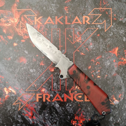 Manche en résine rouge et noir étui en Kydex carbone et clip de ceinture 033-Couteau Tactique de combat KAKLAR