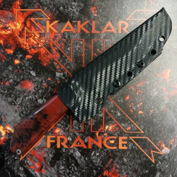 Manche en résine rouge et noir étui en Kydex carbone et clip de ceinture 033-Couteau Tactique de combat KAKLAR