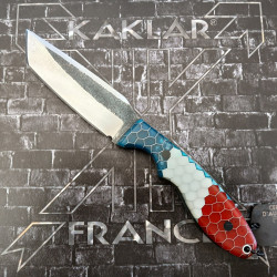 Honeycomb -003- Bleu Blanc Rouge Couteau de Chasse KAKLAR Ad Unum