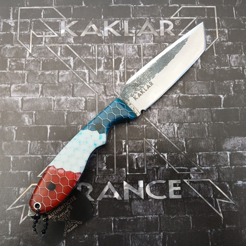 Honeycomb -003- Bleu Blanc Rouge Couteau de Chasse KAKLAR Ad Unum