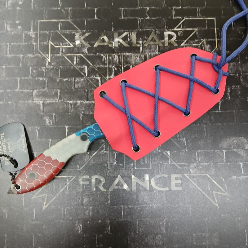 Honeycomb -006- Bleu Blanc Rouge Couteau de Chasse KAKLAR Ad Unum