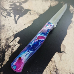 [Vendu] Résine - Bleu et rose  - Couteaux de luxe à crans KAKLAR