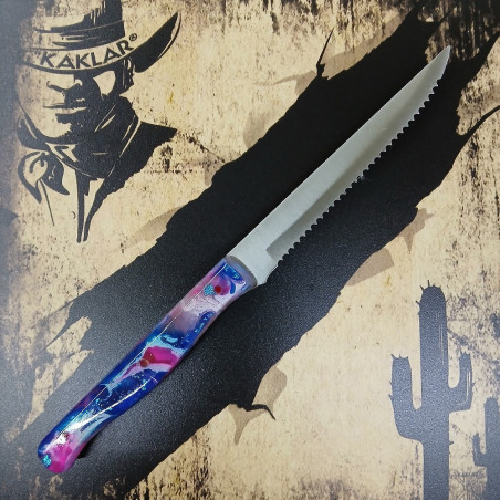 [Vendu] Résine - Bleu et rose  - Couteaux de luxe à crans KAKLAR